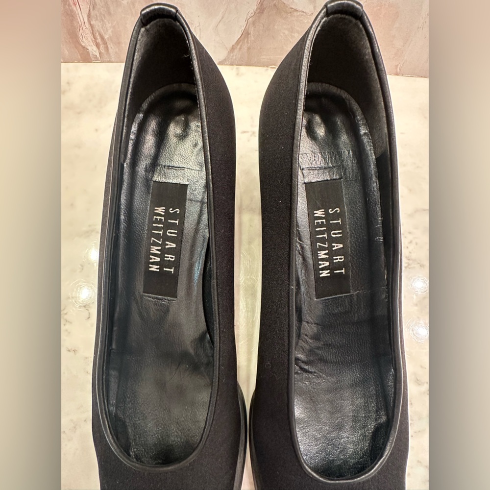 Stuart Weitzman Black Gore-Tex Rainaway Pumps Block Heel Women’s 8AAA Square Toe - Picture 7 of 10